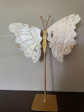 Gold & White Butterfly Sculpture